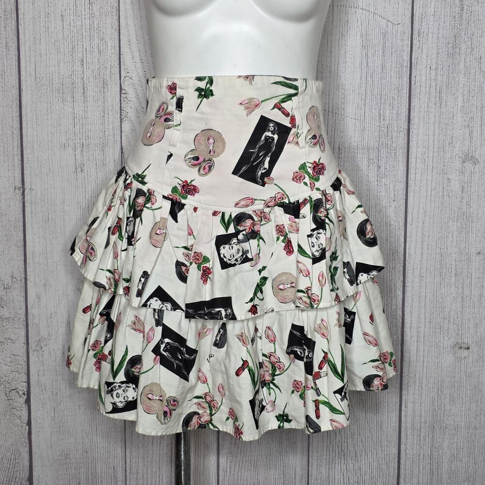 Vintage 80s Contempo Casuals Marilyn Monroe Ruffle Skirt Novelty Print - sz 7/8
